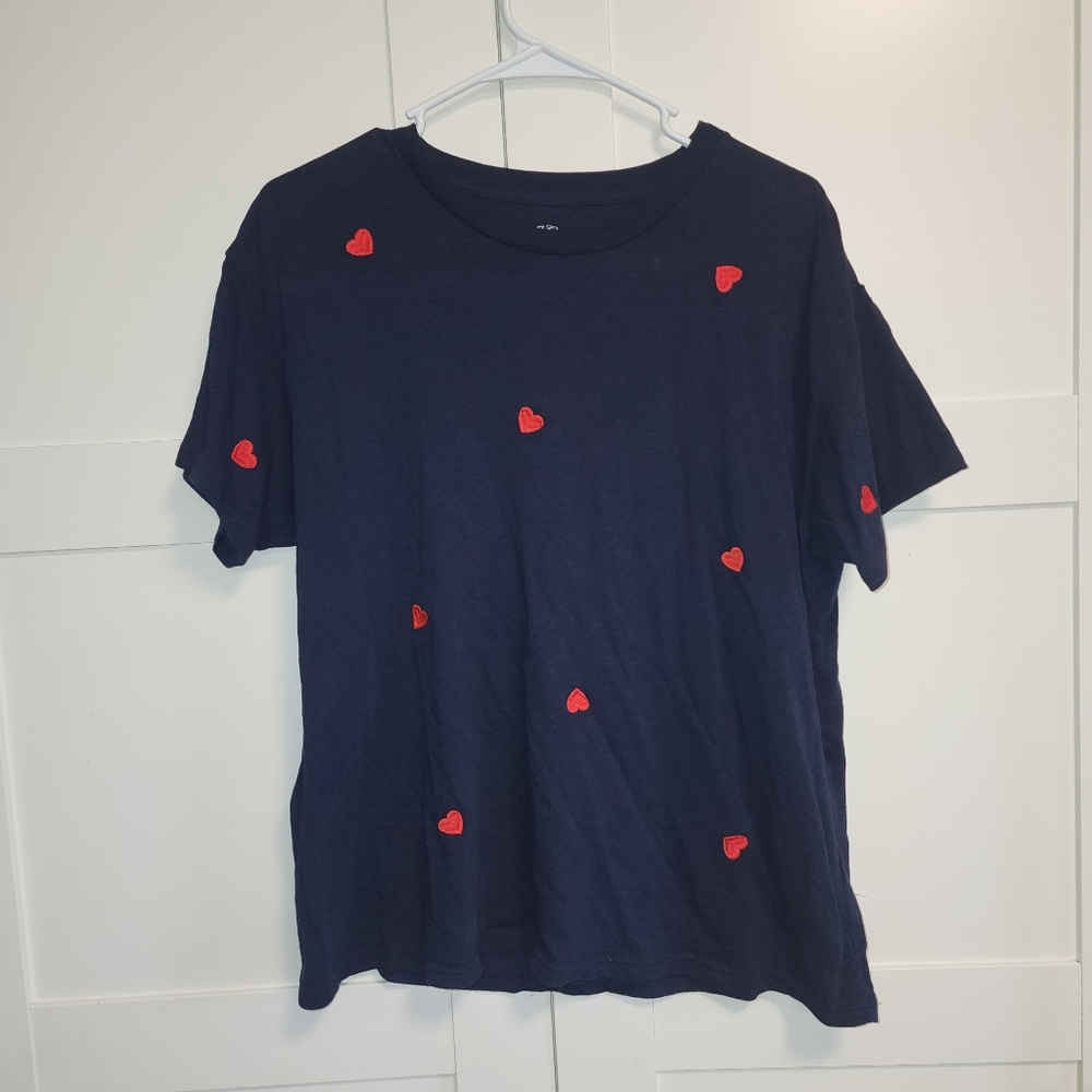 J. Crew Navy Blue with Valentines Heart Tee